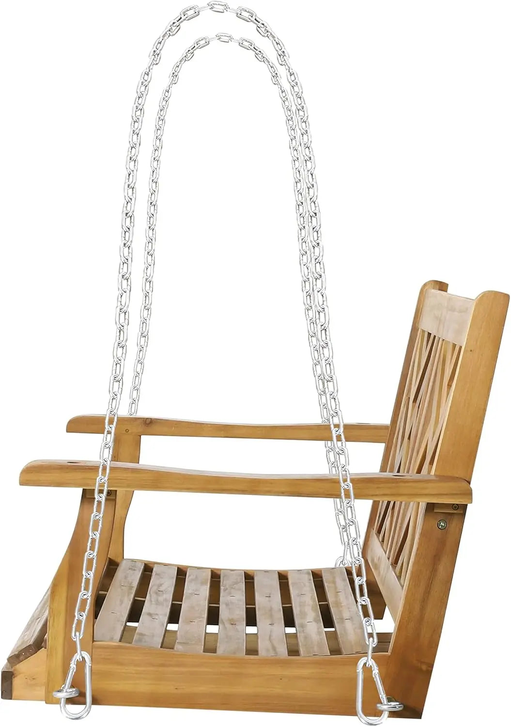 Teak Porch Swing With Cushion For Outdoor Patio Garden Seating