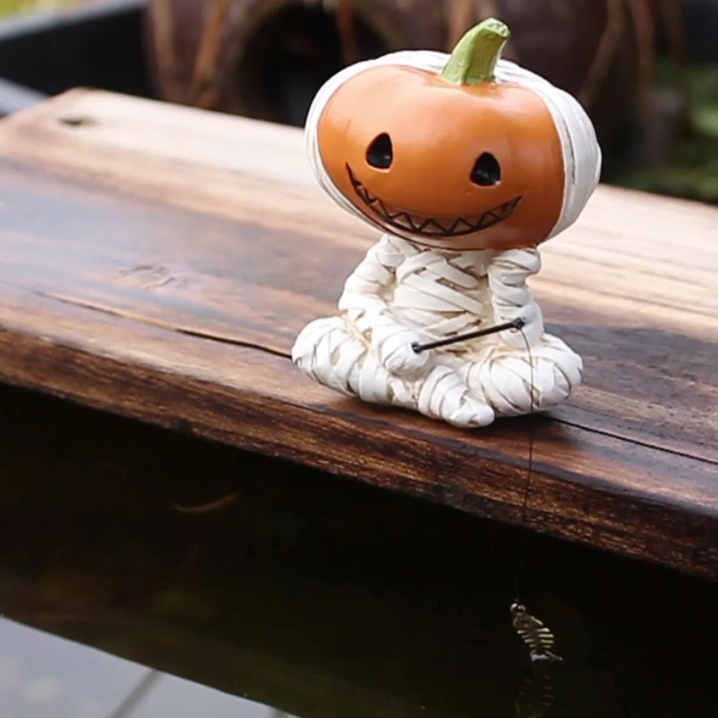 Halloween Bandage Doll Fishing Resin Ornament Home Decoration Party Supplies