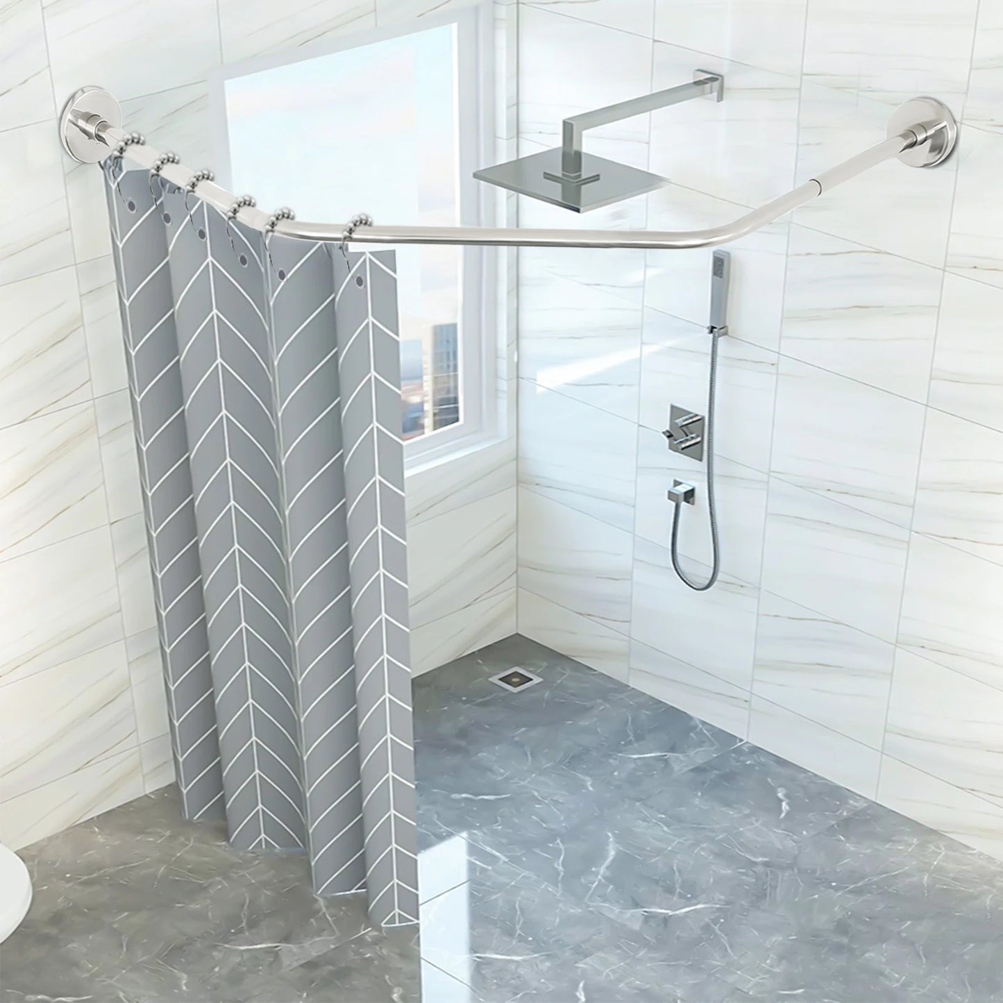 Wall Mounted Shower Curtain Rod 45 To 75CM Waterproof