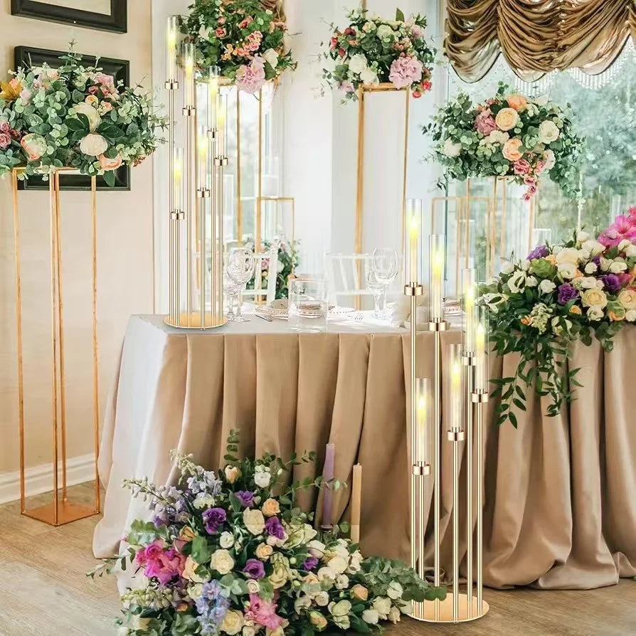 46 Inch Tall Floor Candlestick Holder With 24 LED Candles