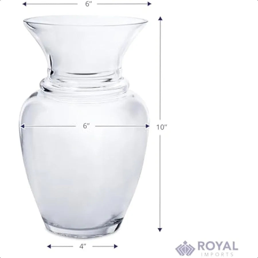 Clear Glass Flower Vase Modern Decorative Centerpiece Wide Mouth Classic Urn for Everyday Roses Weddings and Bouquets
