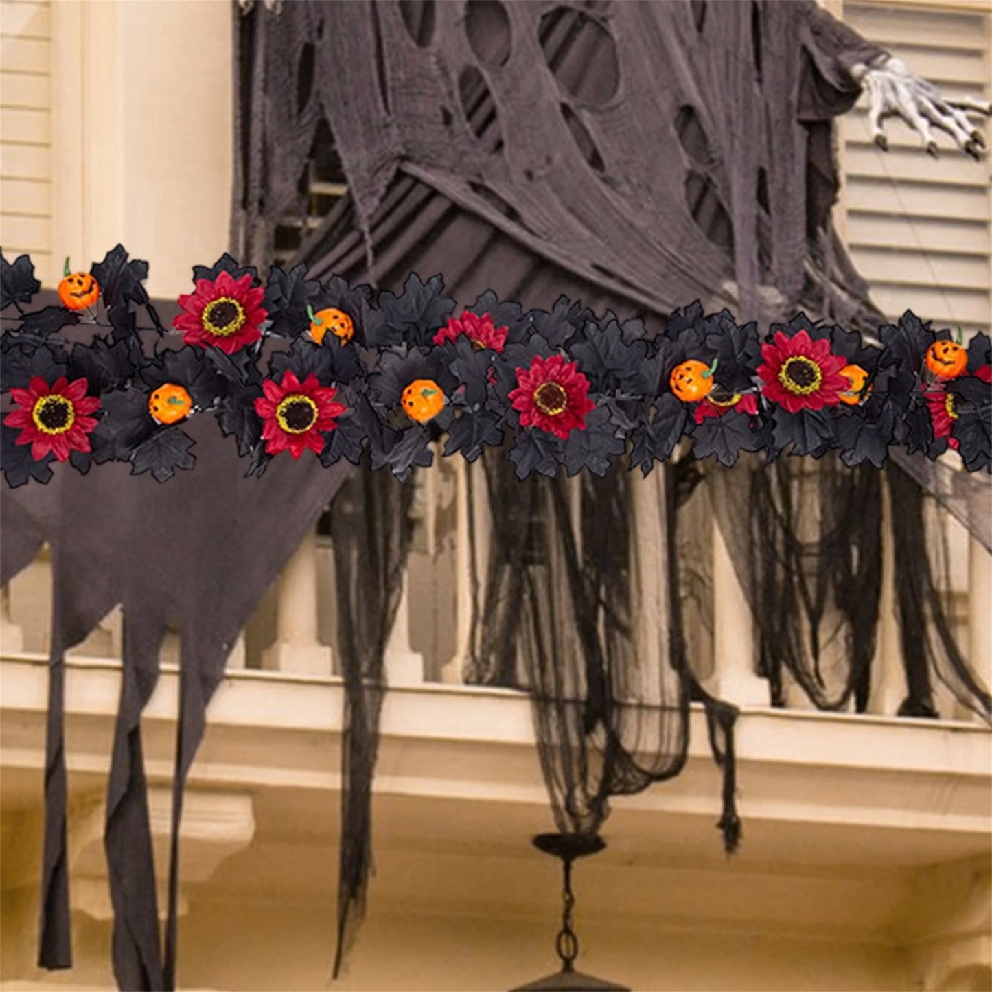Artificial Fall Maple Leaf Wreath With Pumpkins And Berries