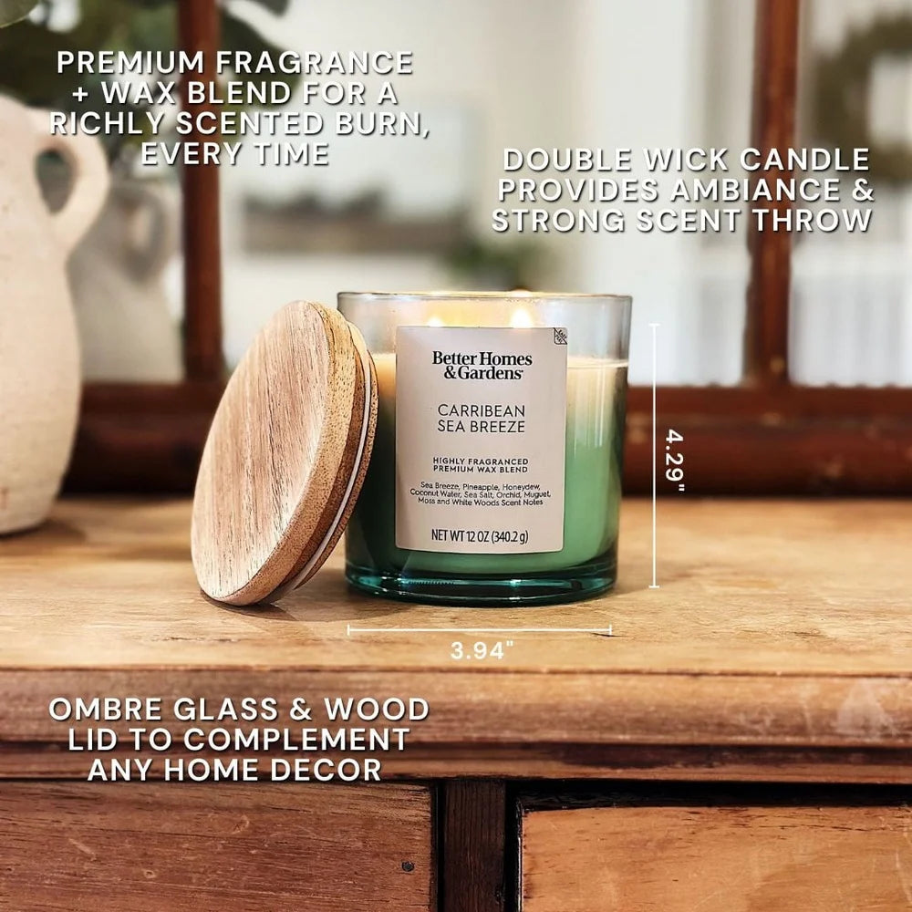 Ombre Scented Jar Candle 12oz Sea Breeze Pineapple