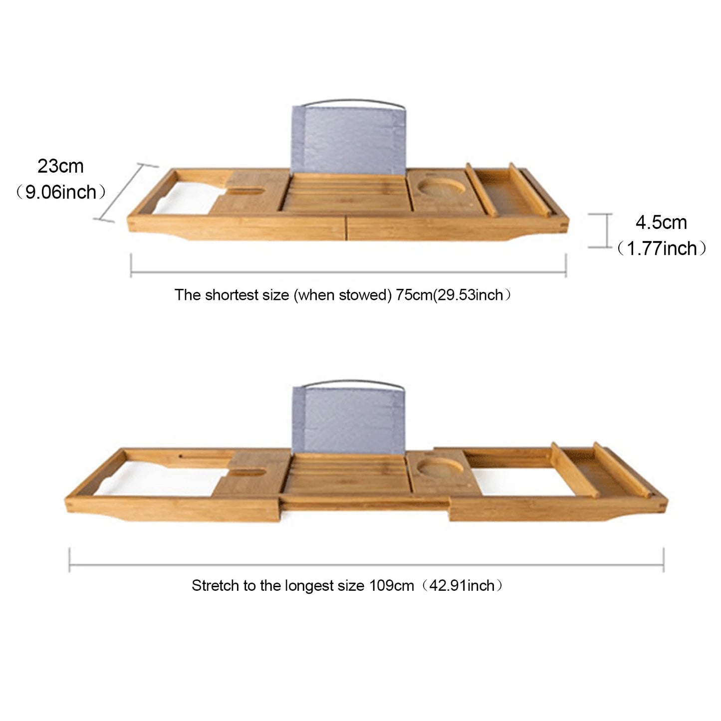 Extendable Bathtub Caddy Tray Shelf Tablet Phone Holder