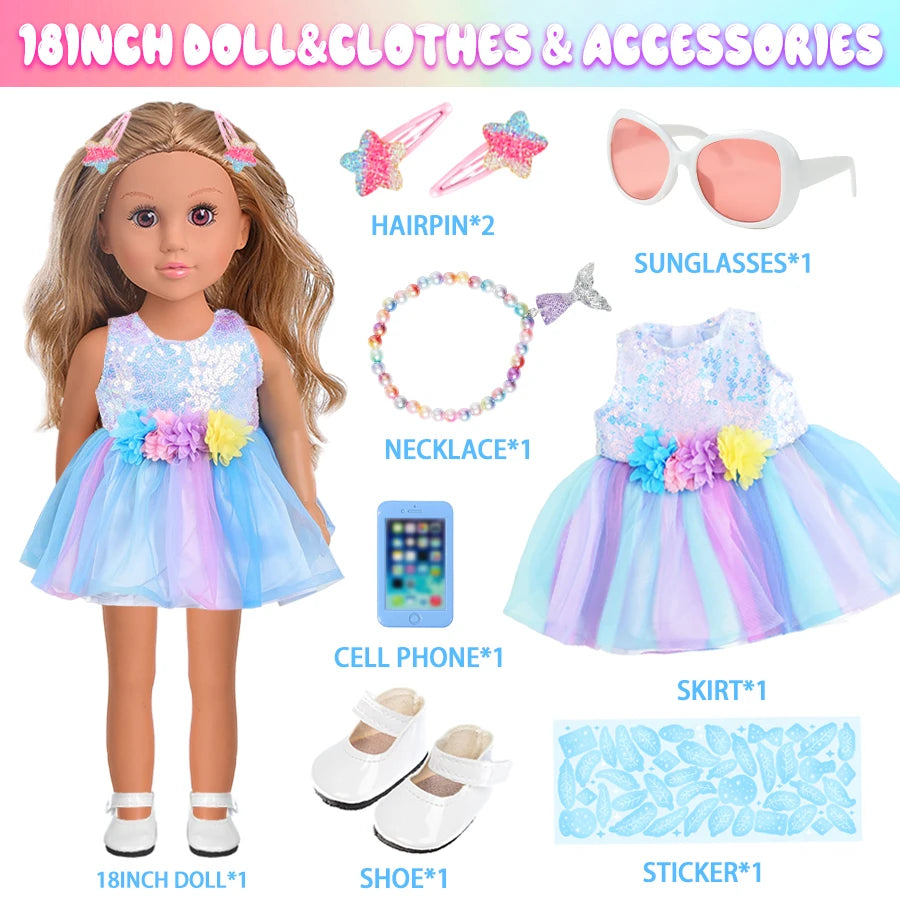 18 Inch Realistic Silicone Vinyl Reborn Girls Doll Dress Set