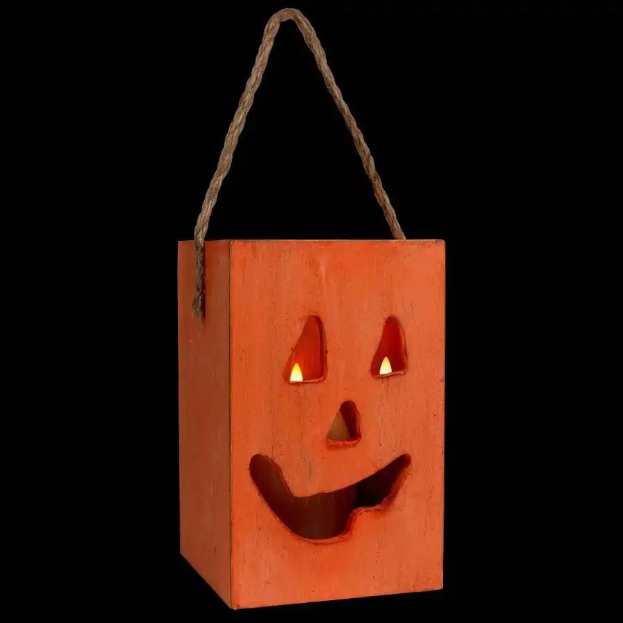 Large Scented Orange Halloween Candle Wood Wick 8 Hour Burn