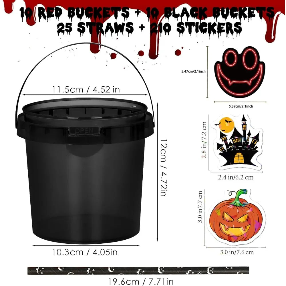Halloween Candy Buckets 32oz Trick Or Treat Baskets Lid