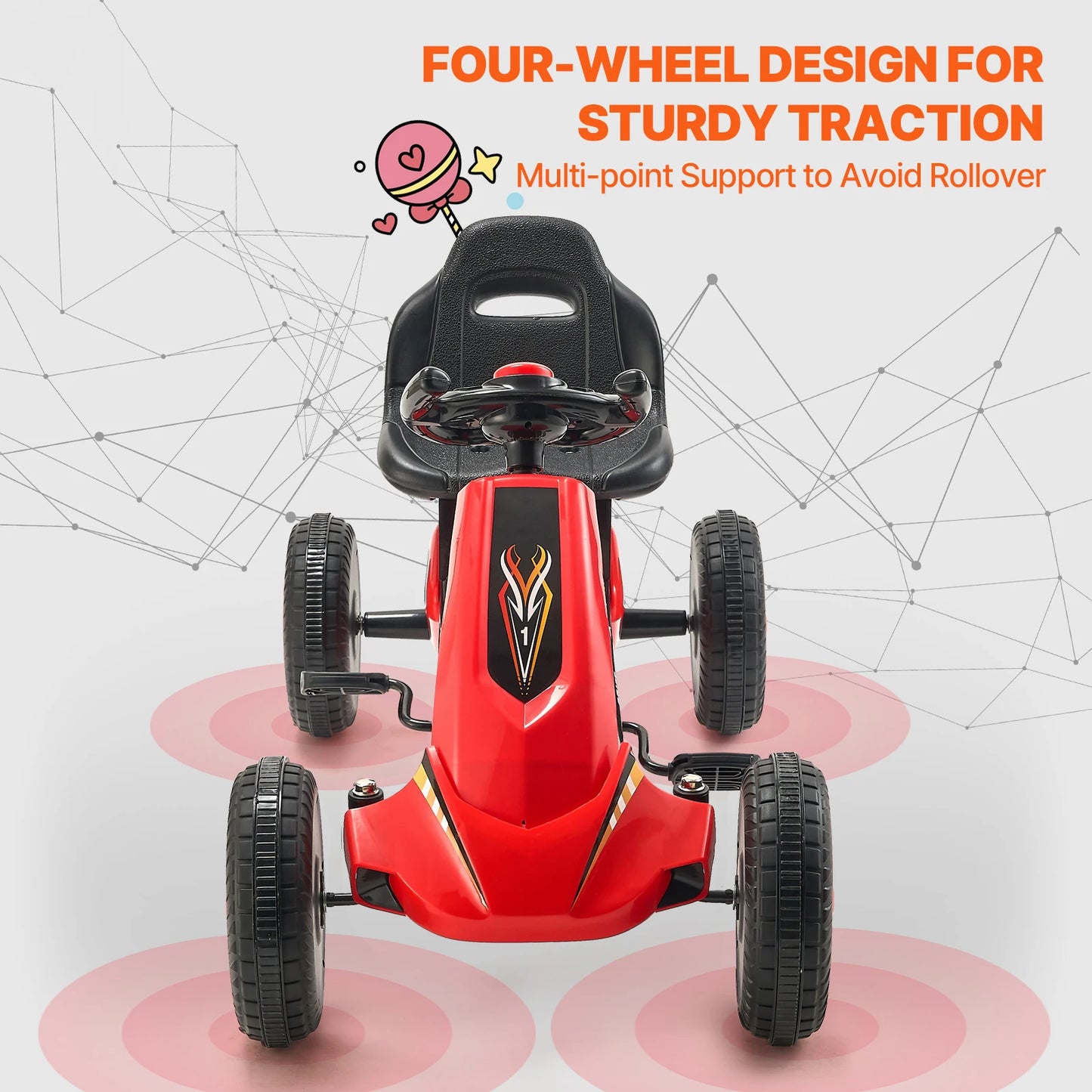 SucceBuy 66lbs Kids Pedal Go Kart 4 Wheel Off Road Racer