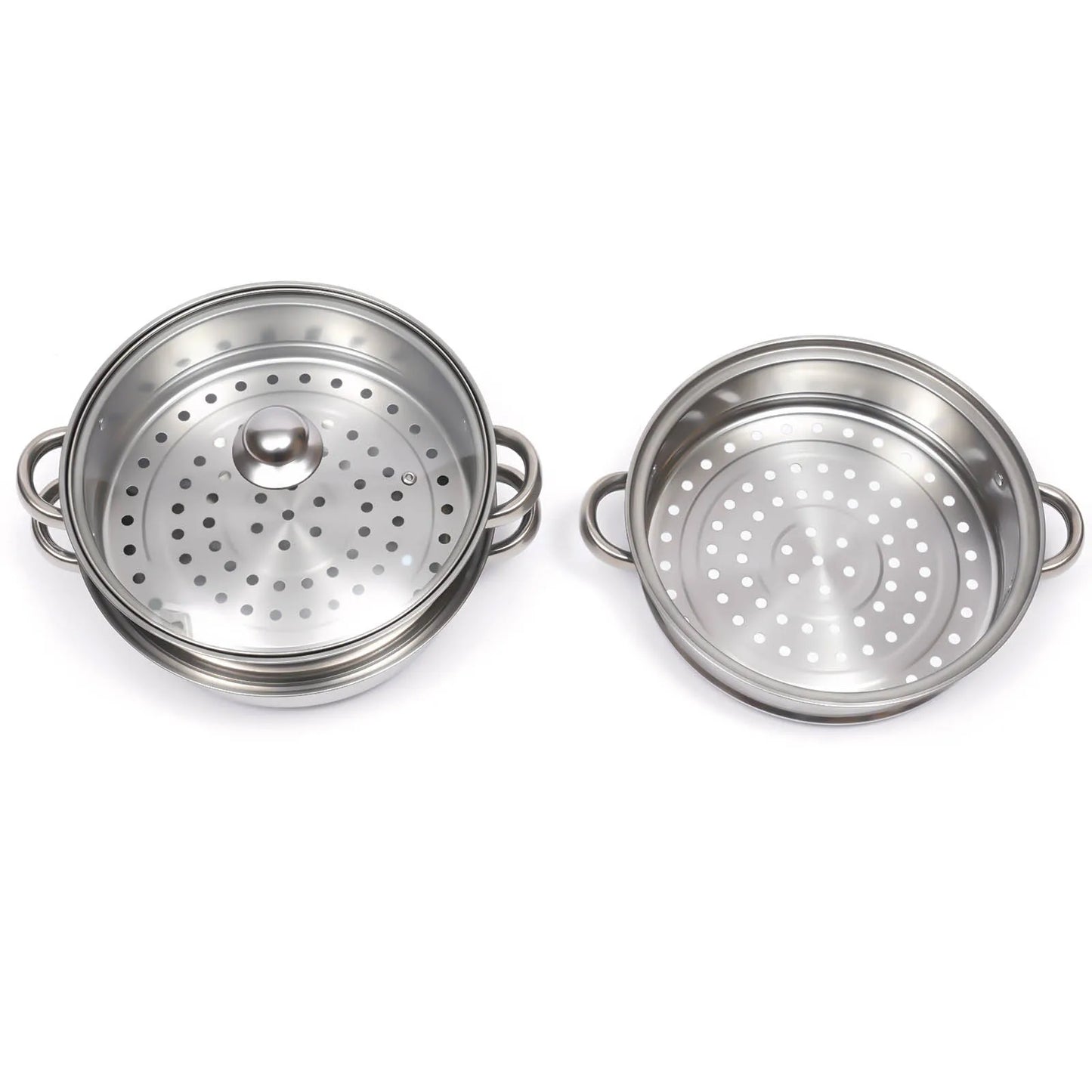 11 Inch 3 Tier Large Stainless Steel Steamer Pot Set with Glass Lid