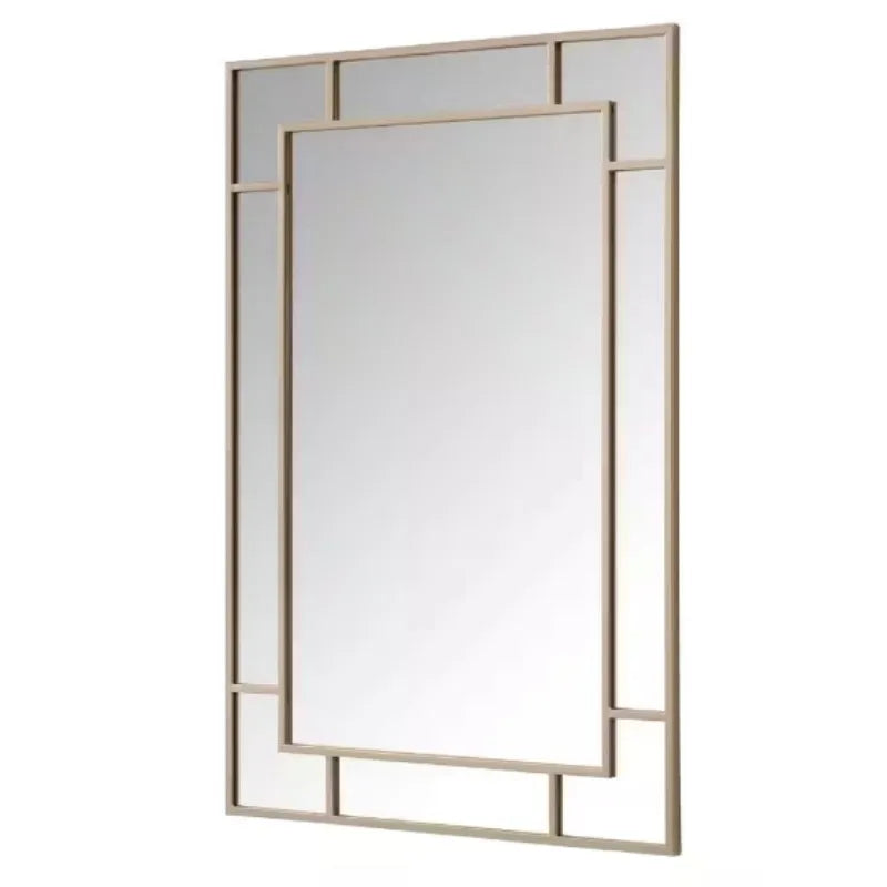 Medium Rectangle Champagne Black Gold Classic Accent Mirror