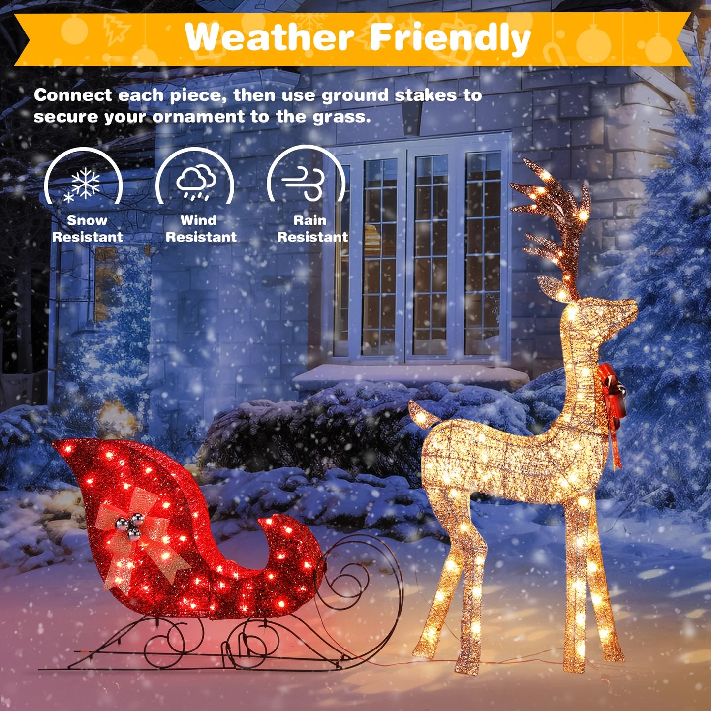 Indoor Outdoor Christmas Deer Family Set With LED Lights