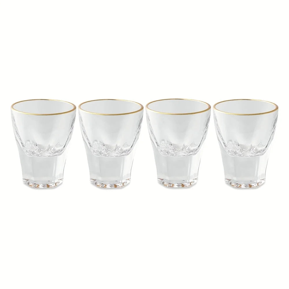 Scalloped Shot Glass Set Four Piece Durable Dishwasher Safe