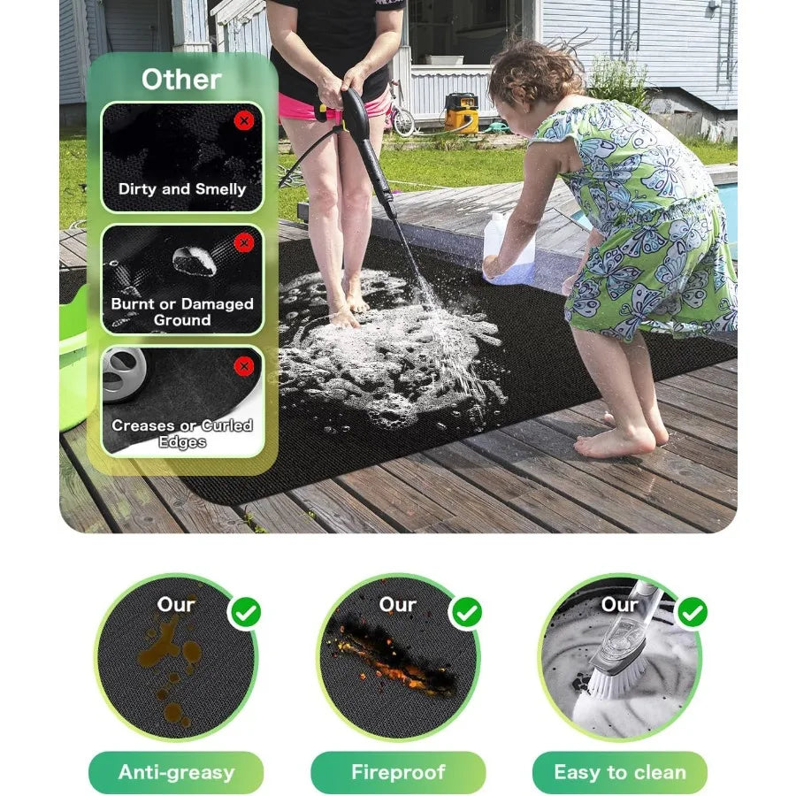 Large 76 By 52 Inches Under Grill Mats Outdoor Fireproof