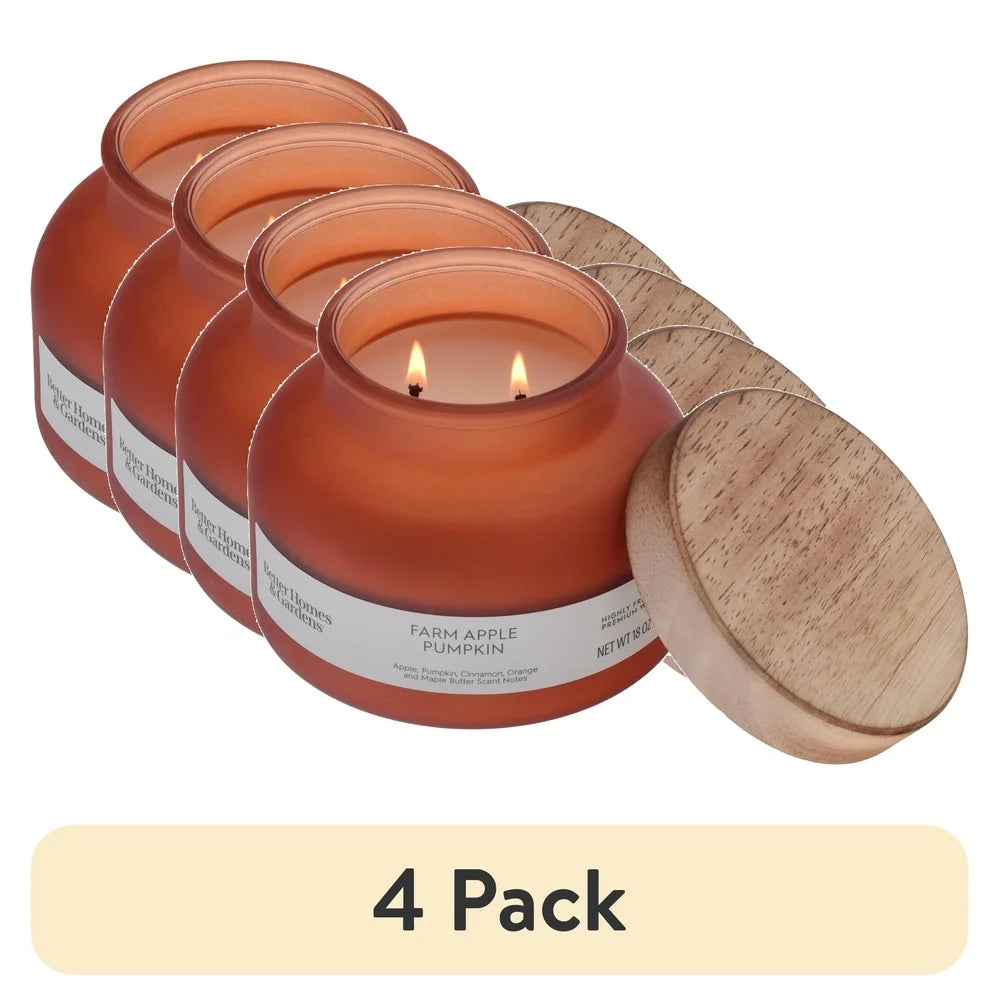 Apple Pumpkin Scented 2 Wick Frosted Jar Candle 18 Ounce