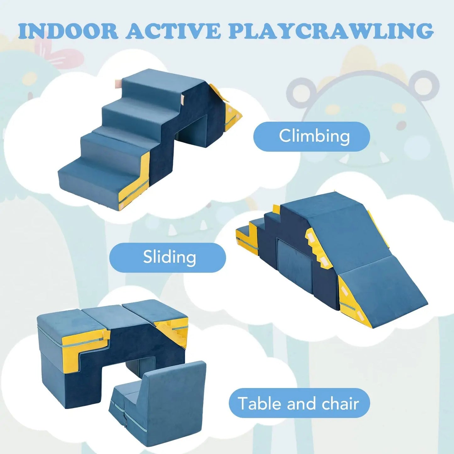 Climbing Toys Foam Soft Play for Toddlers Dinosaur Foldable Soft Climber Play Set Indoor Beginner Playground Toddler Climber
