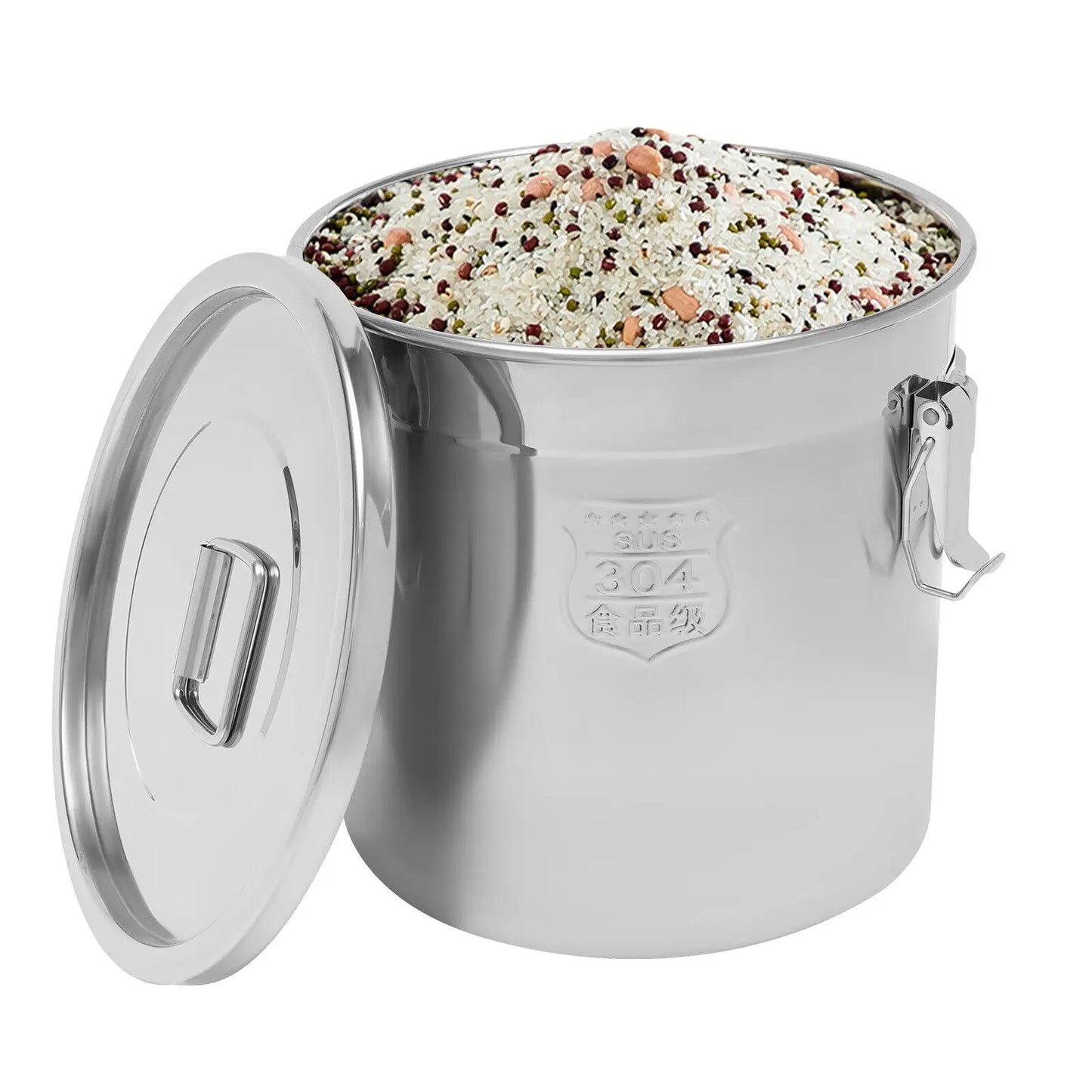 21L 33L Airtight Rice Bucket Canister Food Storage Container 304 Stainless Steel