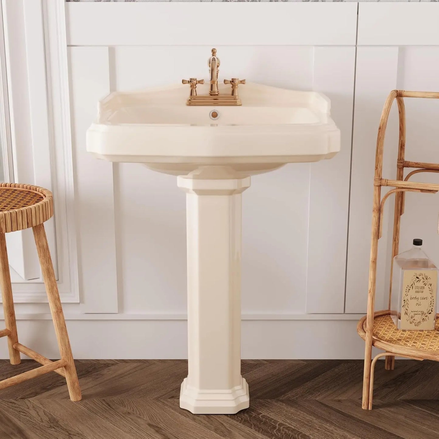 Black Ceramic Pedestal Sink Combo for Bathroom 23x19