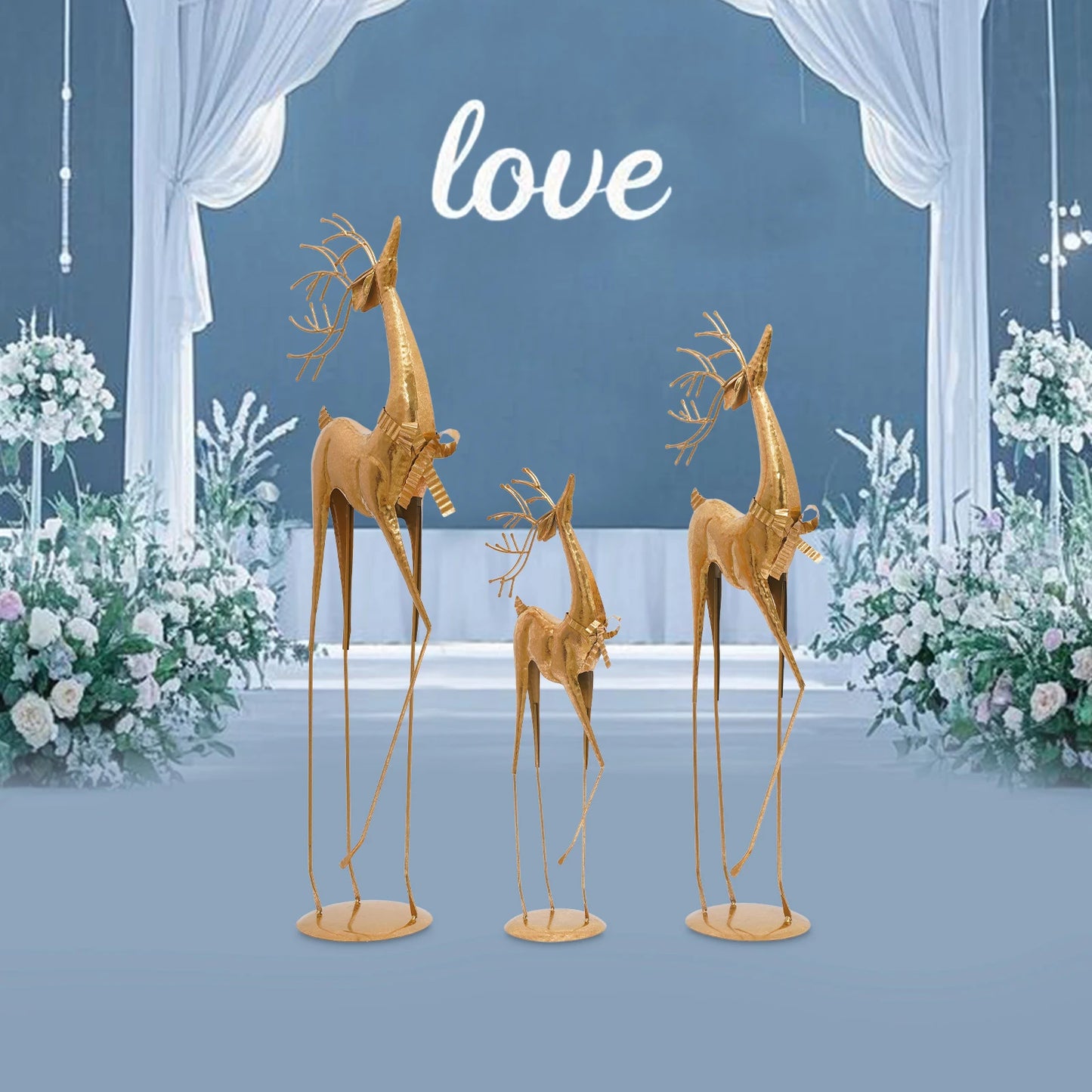 House Studio Gold Reindeer Statue Christmas Decor Indoor