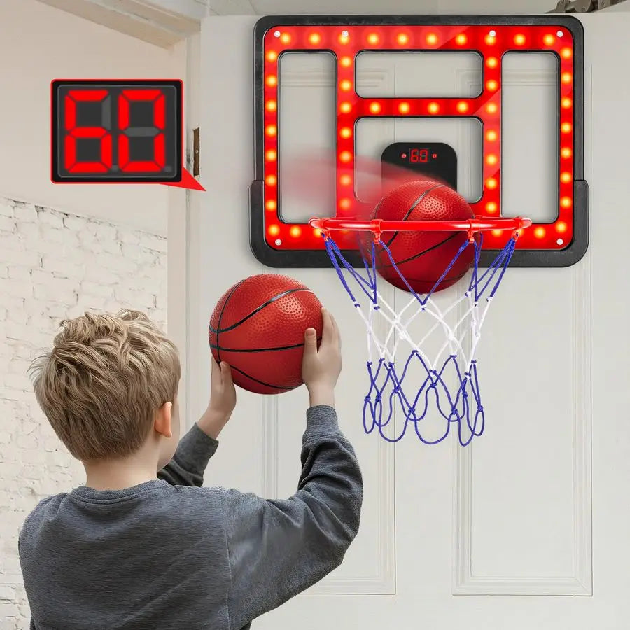 Adjustable Height Toddler Basketball Hoop Indoor Outdoor With Scoreboard LED