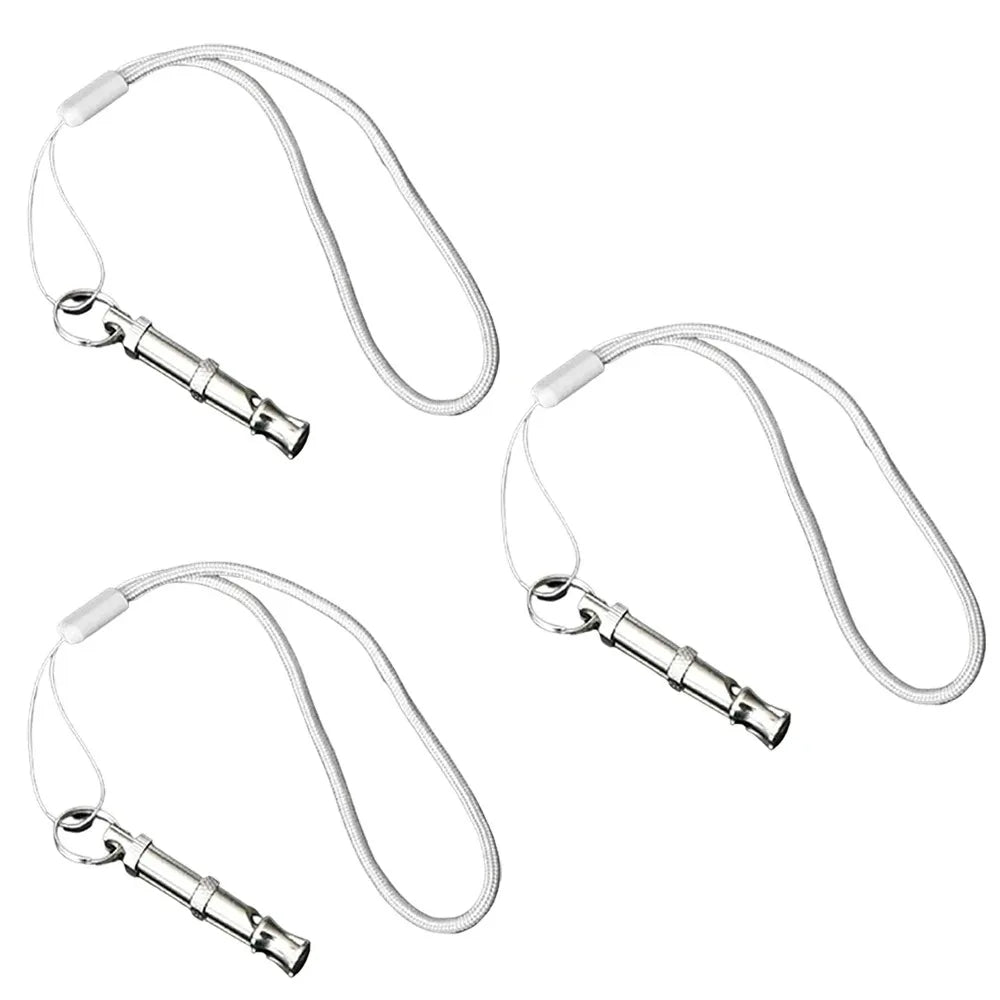 Stainless Steel Ultrasonic Dog Training Whistle Silent Bark Control Keychain