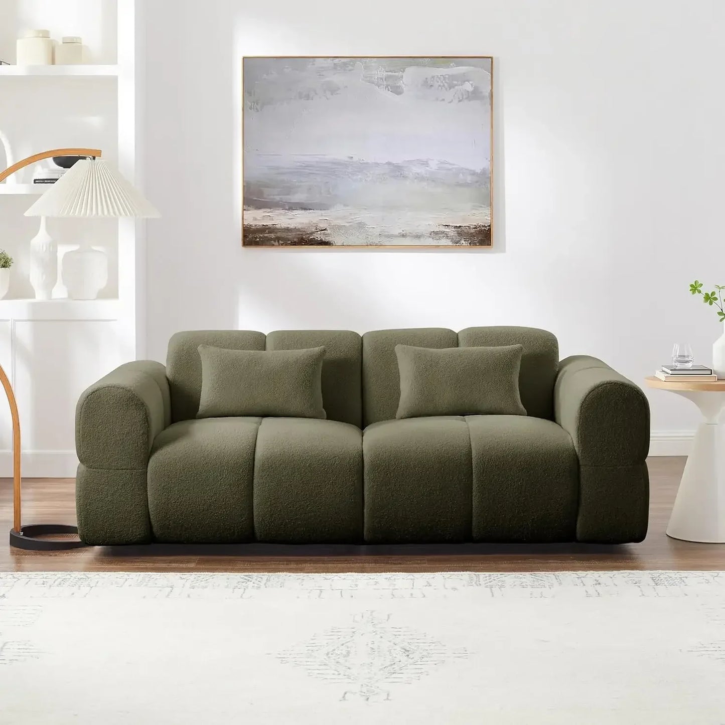80 Inch Oversized Boucle Sofa Couch L Shaped Modern Deep Seat Living Room