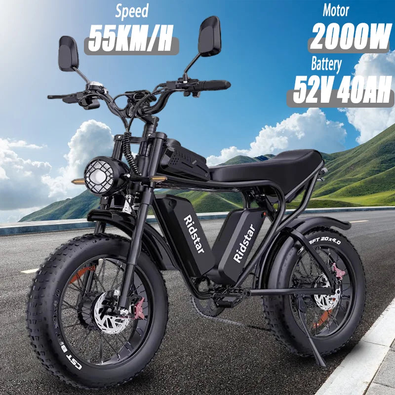 RidstarQ20 2000W Dual Motor Mountain E Bike 52V 40Ah