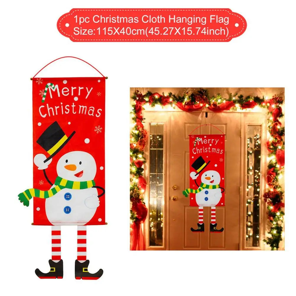 2025 Christmas Hanging Flag Banner For Door Decorations