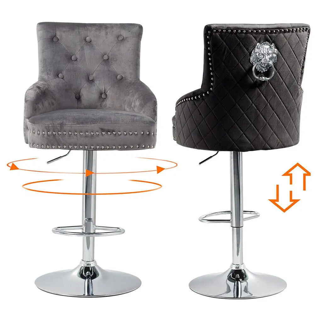 LUVODI Luxury Velvet Bar Stool With 360 Swivel Gas Lift
