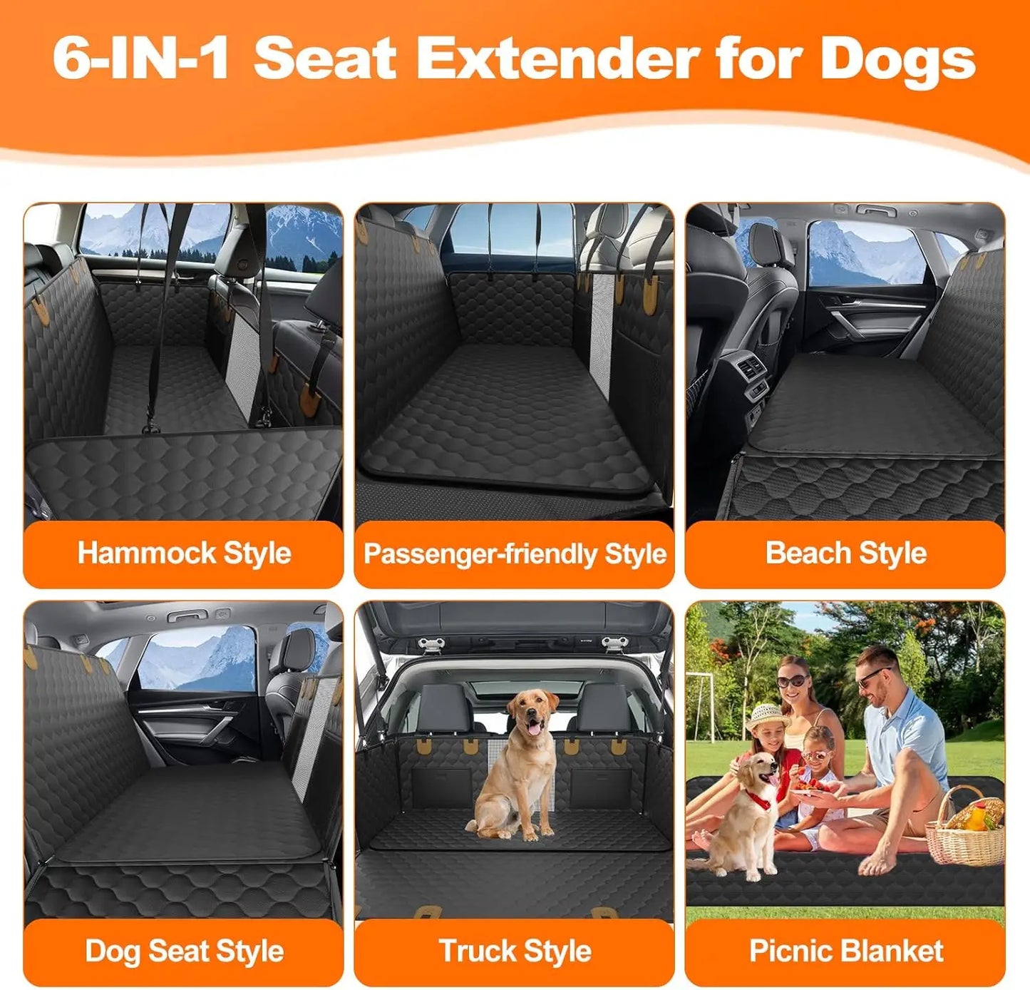 Waterproof Pet Travel Accessories Foldable Dog Car Seat Safety Hammock Trunk Mat Back Seat Protector