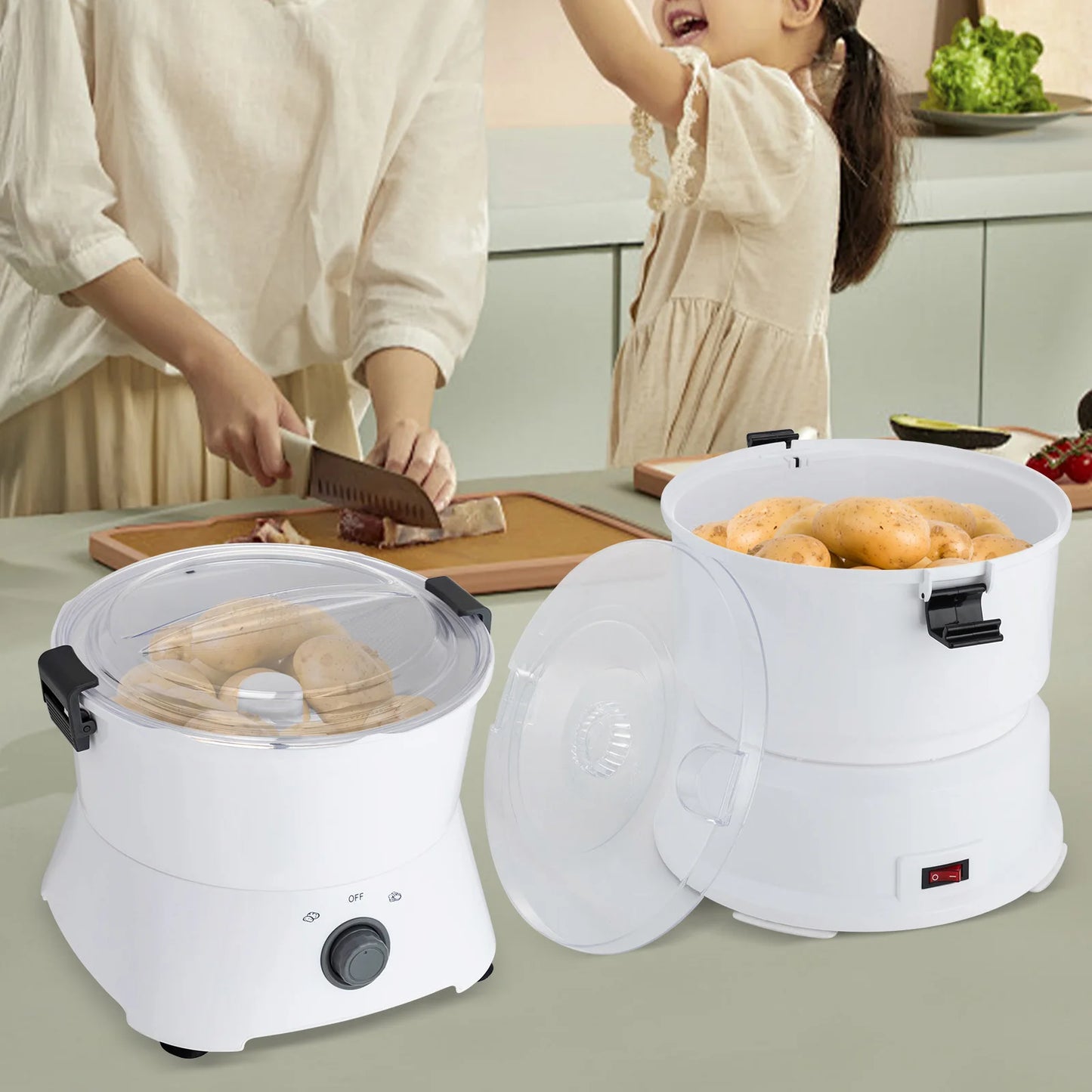 85W Electric Potato Peeler One Button Automatic Spinner