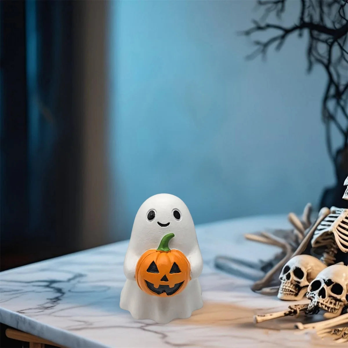 Spooky Halloween Resin Figurines Witch Cat Pumpkin Ghost