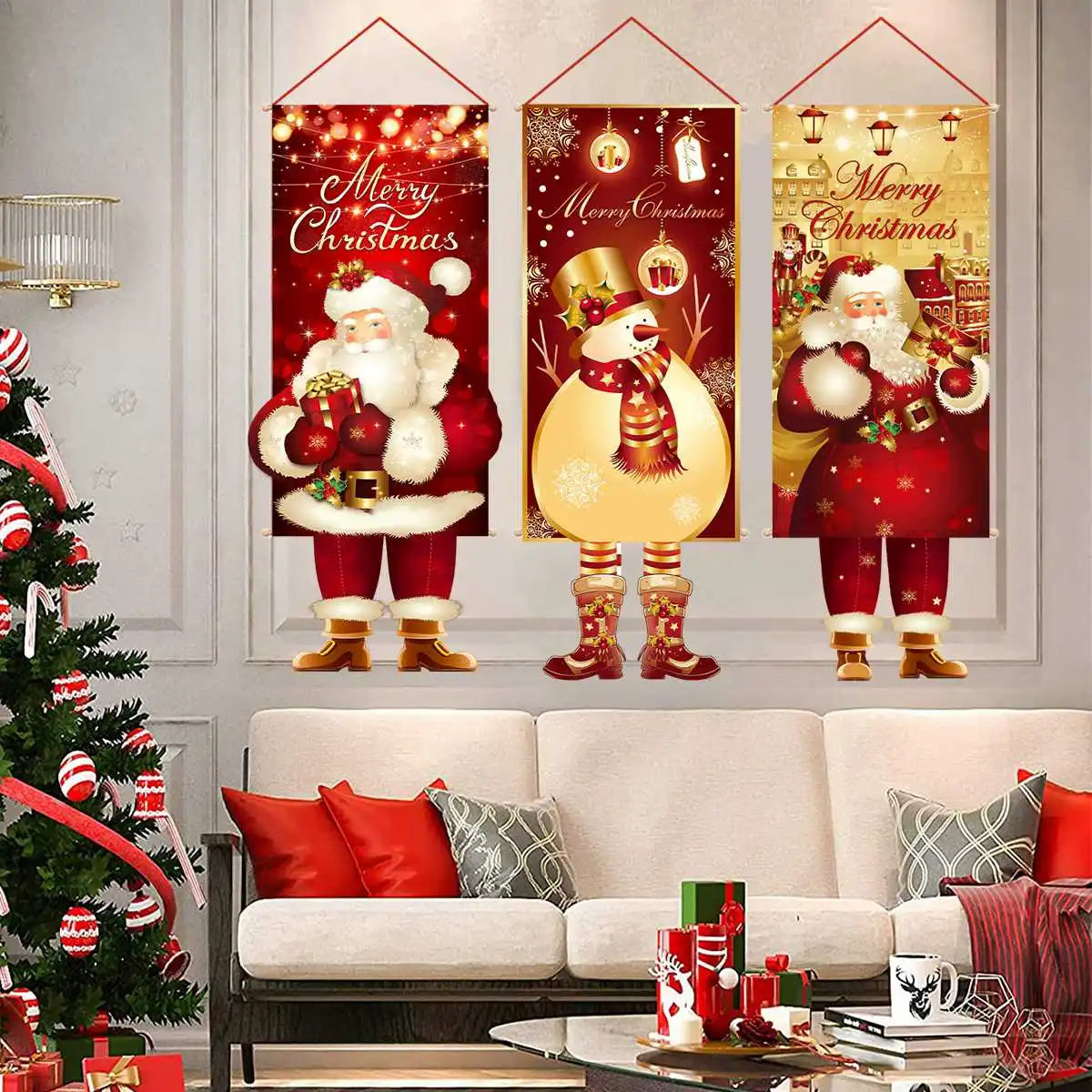 2025 Christmas Hanging Flag Banner For Door Decorations