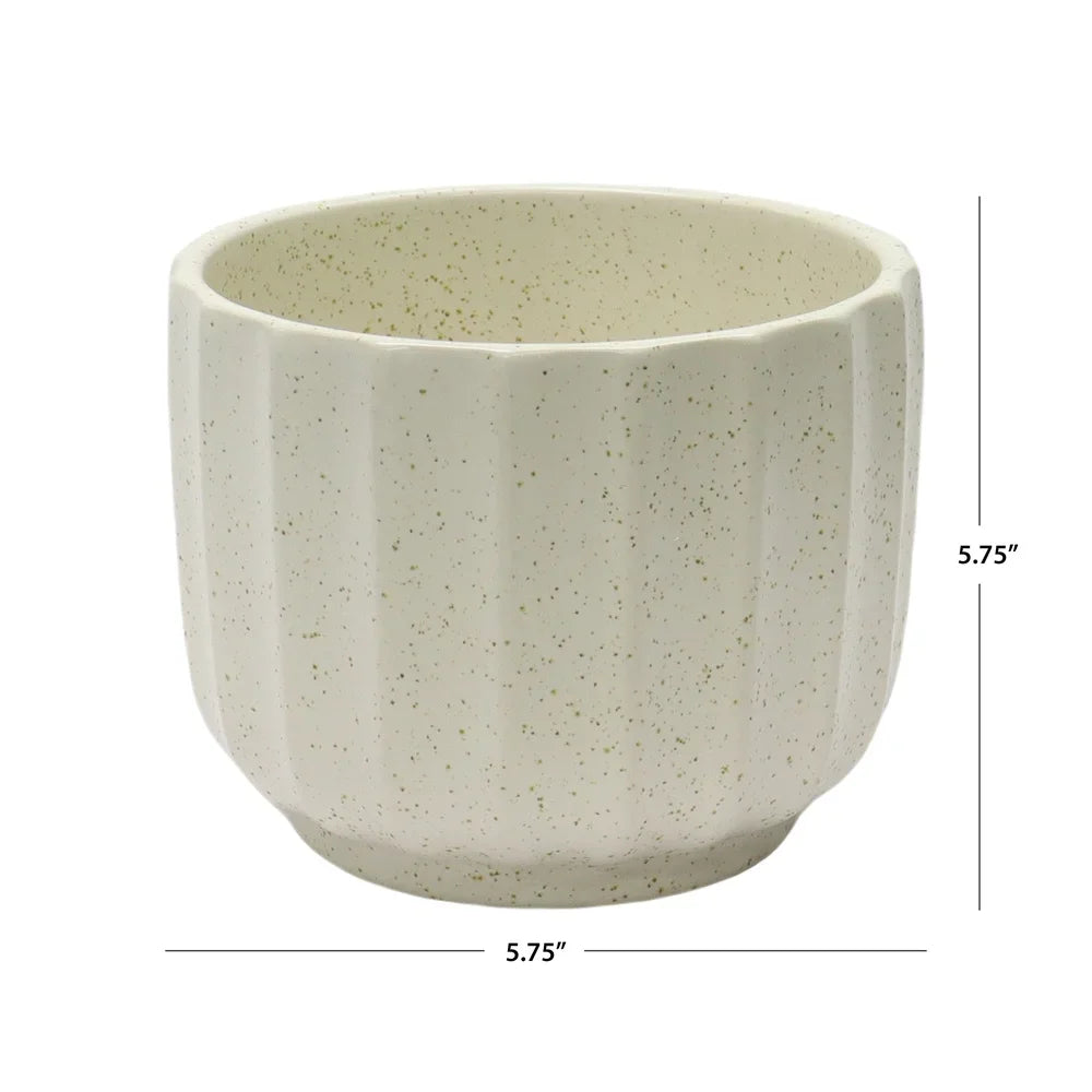 Ceramic Ribbed Vase 4.5 Inch Cream White Indoor Plants Home Decor