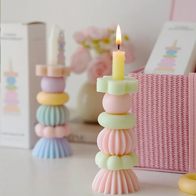 Stackable Geometry Scented Soy Wax Candles For Weddings