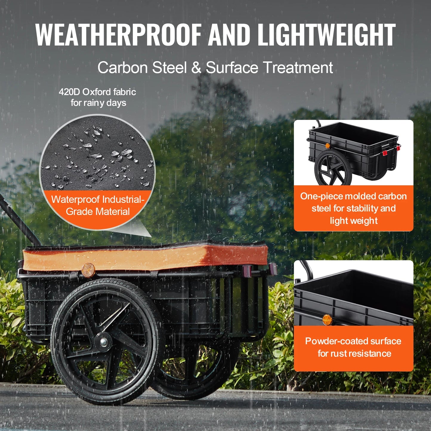 SucceBuy 88Lbs Bike Cargo Trailer Foldable With 16in Wheels