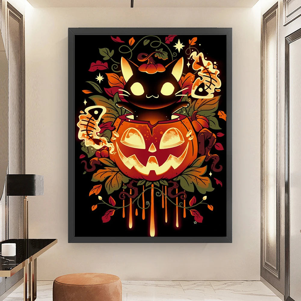 Halloween Pumpkin Cross Stitch With Eco Cotton Thread 11CT
