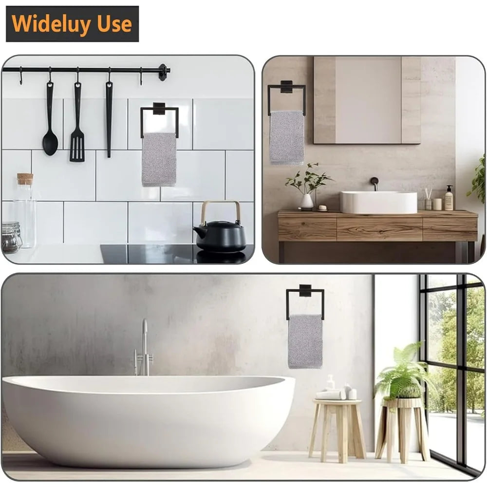 Thickened Stainless Steel Towel Ring Hand Towel Rack Square