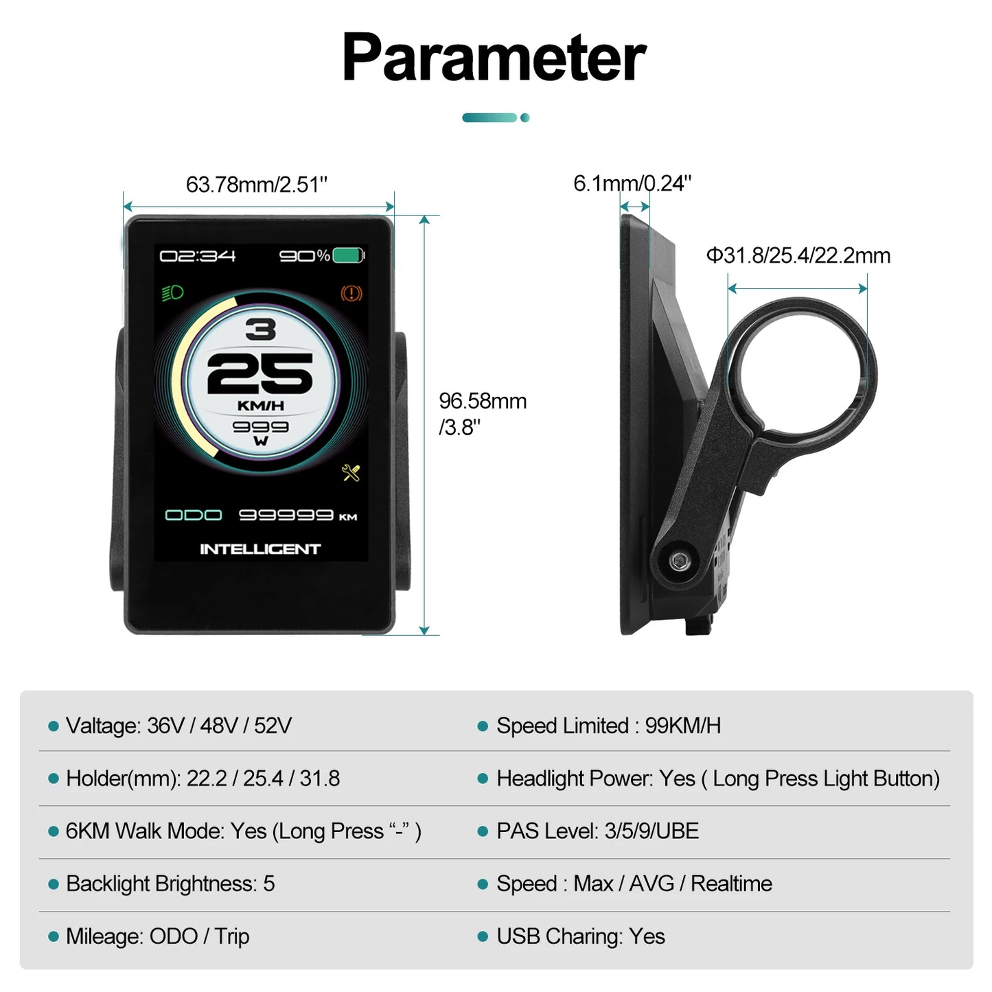 P860ML Lcd Display Ebike Computer Dual Main Interface Uart