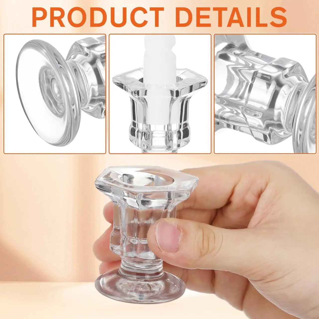 6 Pack Clear Glass Candle Holders Tea Light Centerpieces