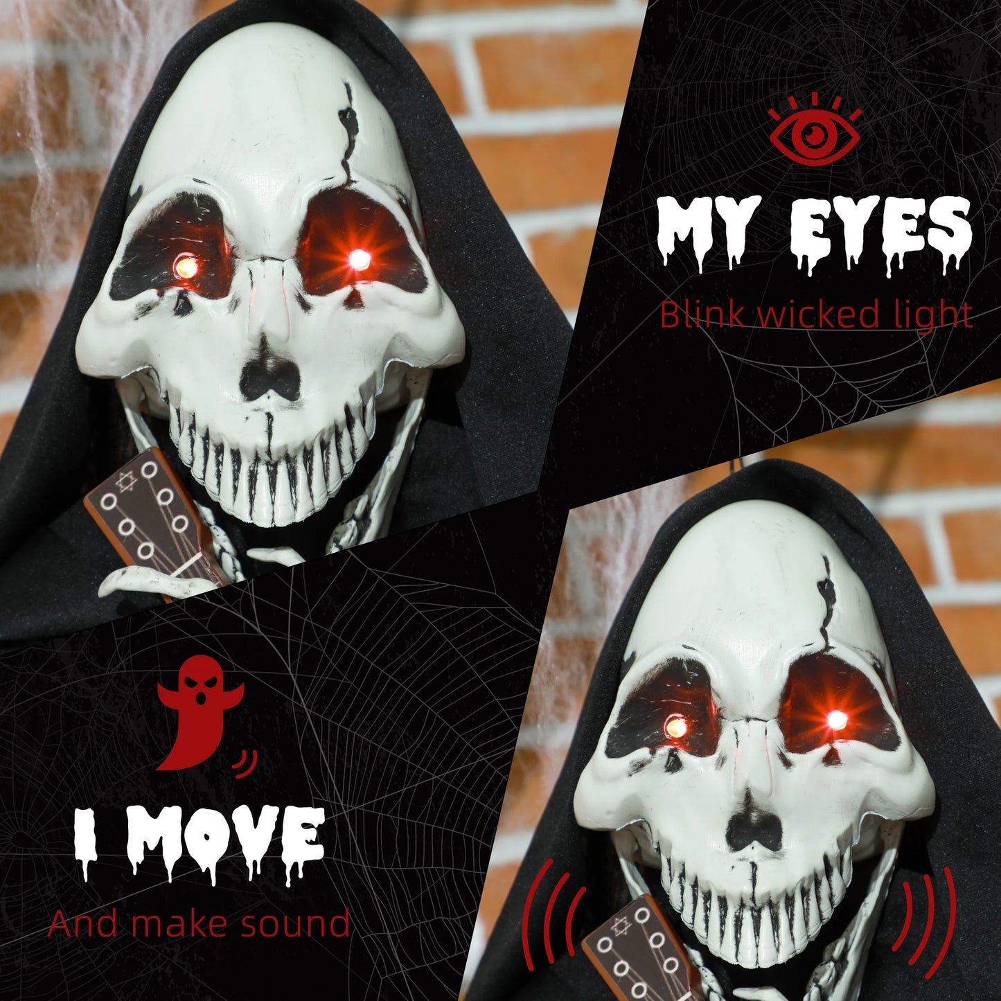 Guitar Playing Grim Reaper Halloween Animatronic Decoration