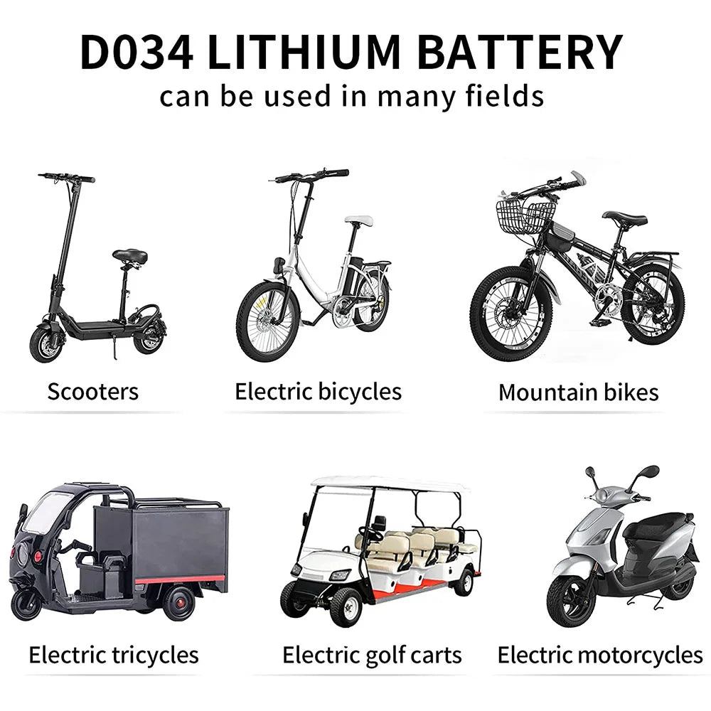 EScooter Ebike Battery Pack 36V 48V 52V 60V 72V Waterproof