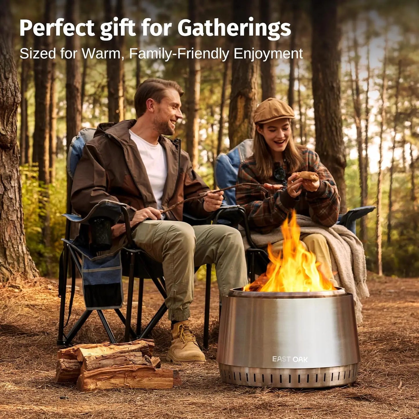 Smokeless Fire Pit 21 Inch Patio Outdoor Stainless Carry Bag
