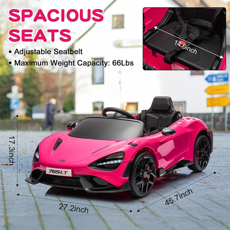 12V Licensed McLaren 765LT Kids Ride On Toy Electric Vehicle for Toddlers Age 3 and Up Battery Powered Ride On Car with Hydraulic Doors