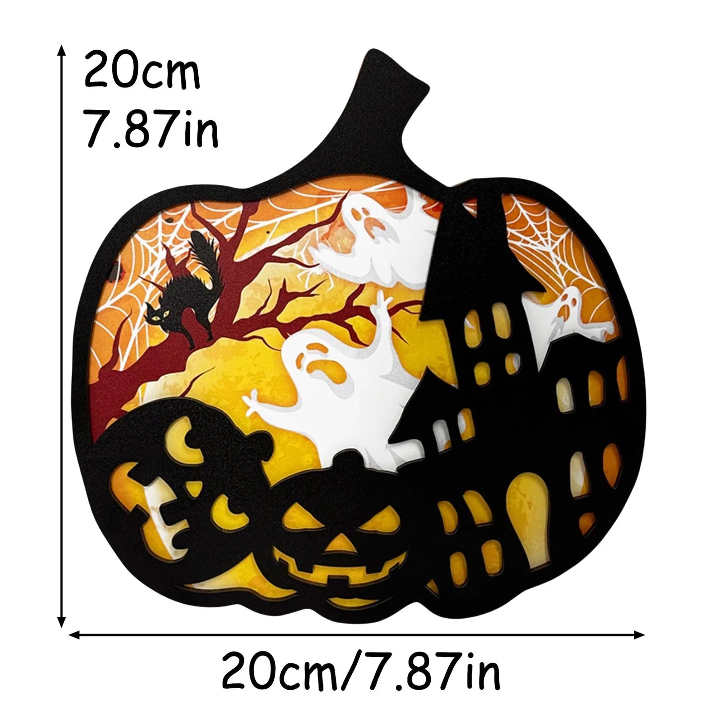 Halloween Pumpkin Wooden Ornament 3D Hollow Decoration for American Holiday Party