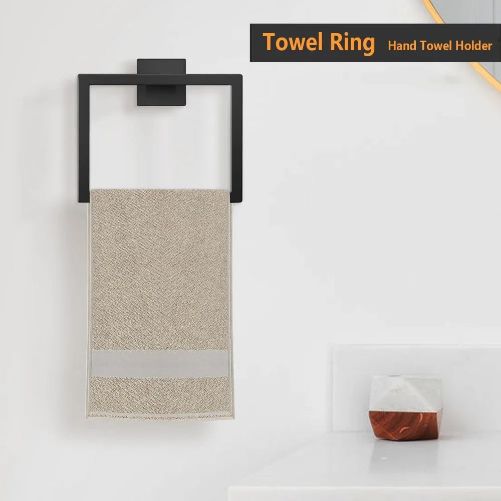 Thickened Stainless Steel Towel Ring Hand Towel Rack Square