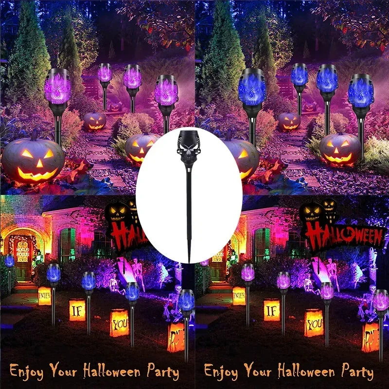 4 Pack Skull Shaped Solar Powered Night Lights For Garden