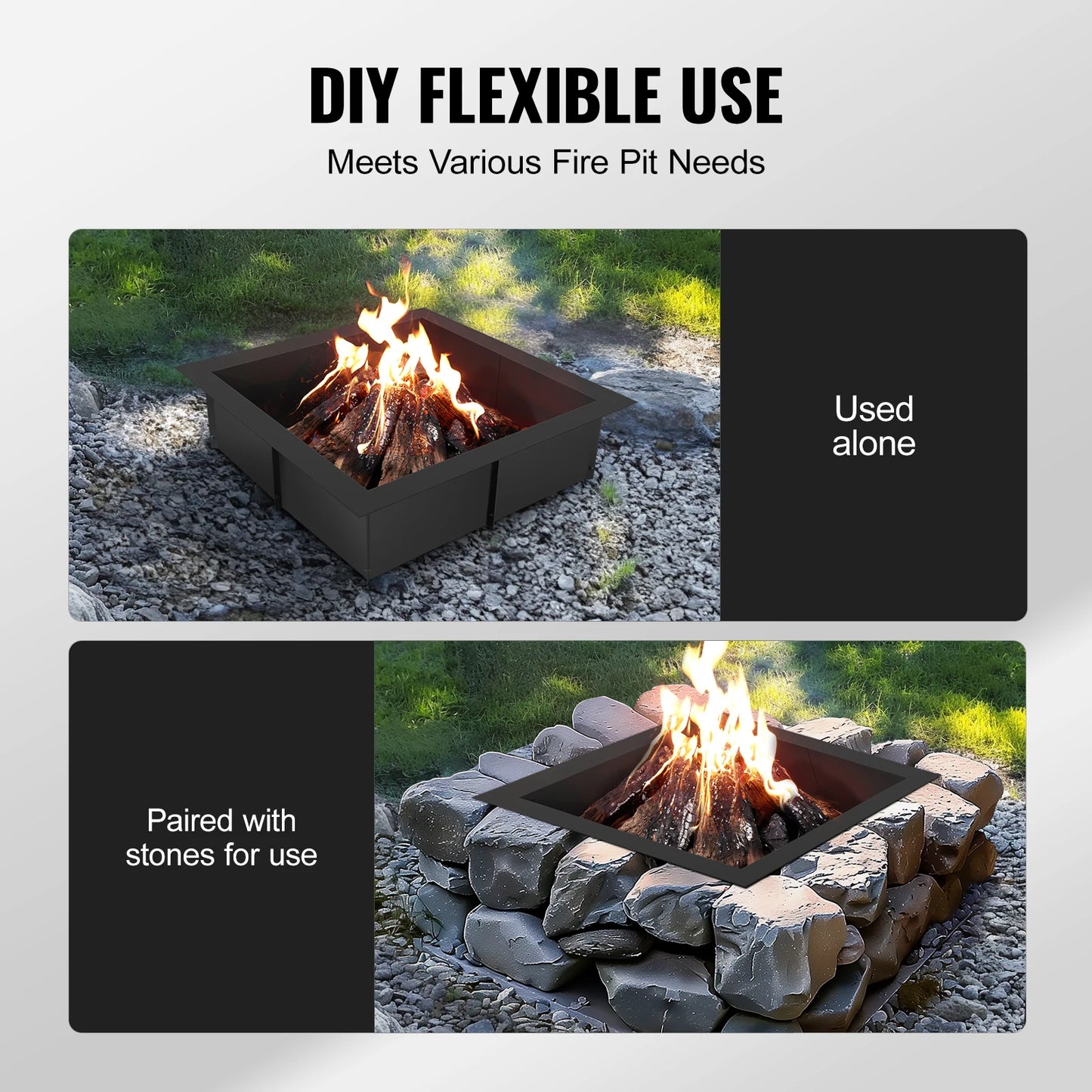 SucceBuy Fire Pit Ring 36x36 Outer 30x30 Inner Height 10in