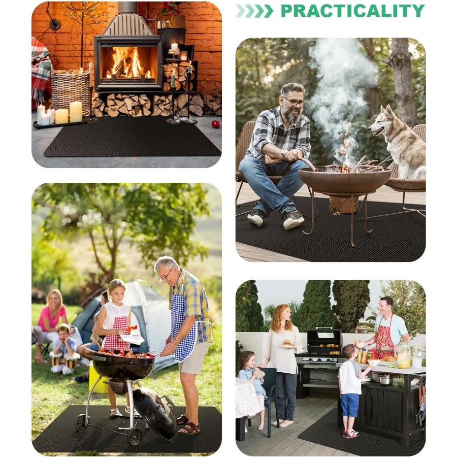 Large 76 By 52 Inches Under Grill Mats Outdoor Fireproof