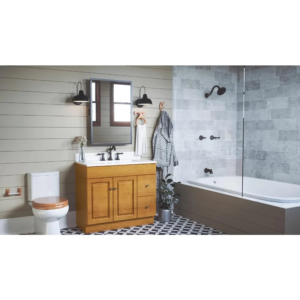 Bathroom Wall Mounted Towel Ring Honey Oak Easy Install