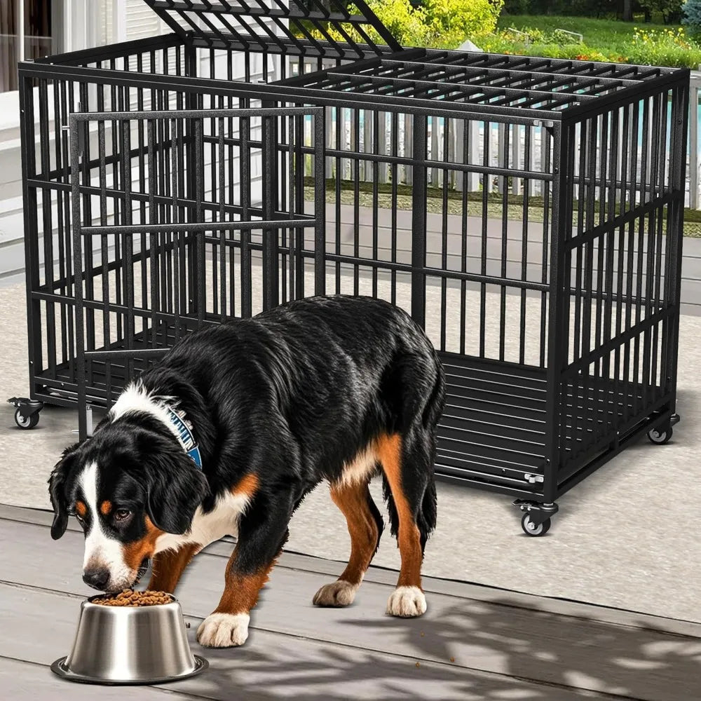 64 Inch Extra Large Heavy Duty Dog Crate Indestructible Lockable With Top Access